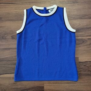 NWT SJK by St. John Sleeveless Knit Top in Lapis/Ebony Size 12